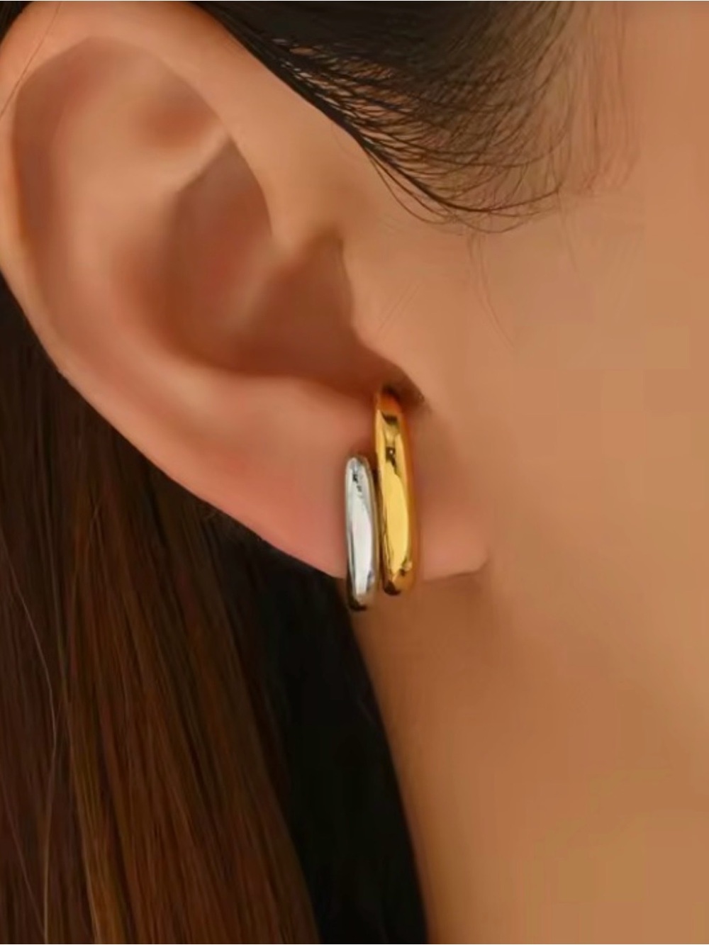 NEW Two-Tone Mini Cuff Earrings - Gold & Silver Mixed Metals Demarson STYLE JL25